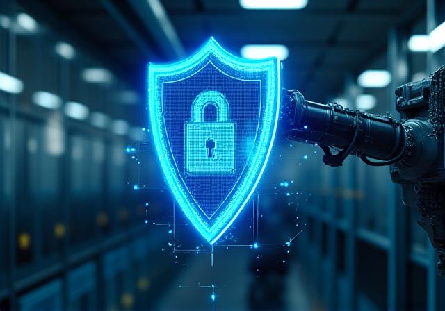 Visual representasi keselamatan data dan robotik